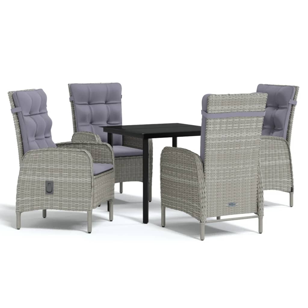 Ensemble à manger de jardin et coussins 5pcs Gris/noir