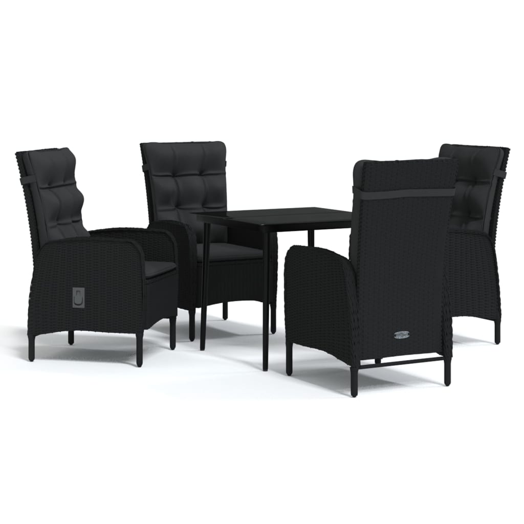 Ensemble à manger de jardin avec coussins 5 pcs Noir