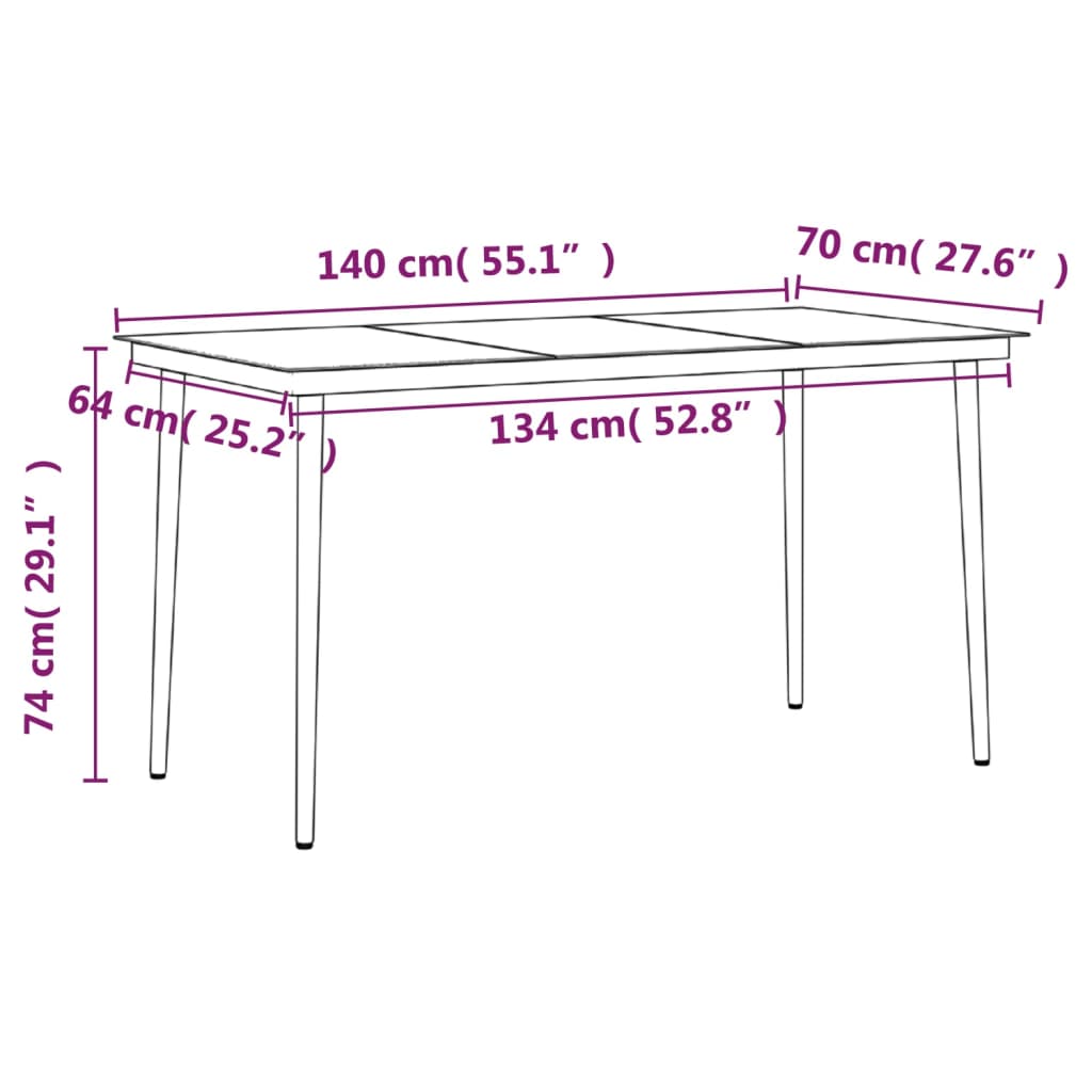 Ensemble à manger de jardin avec coussins 5 pcs Noir