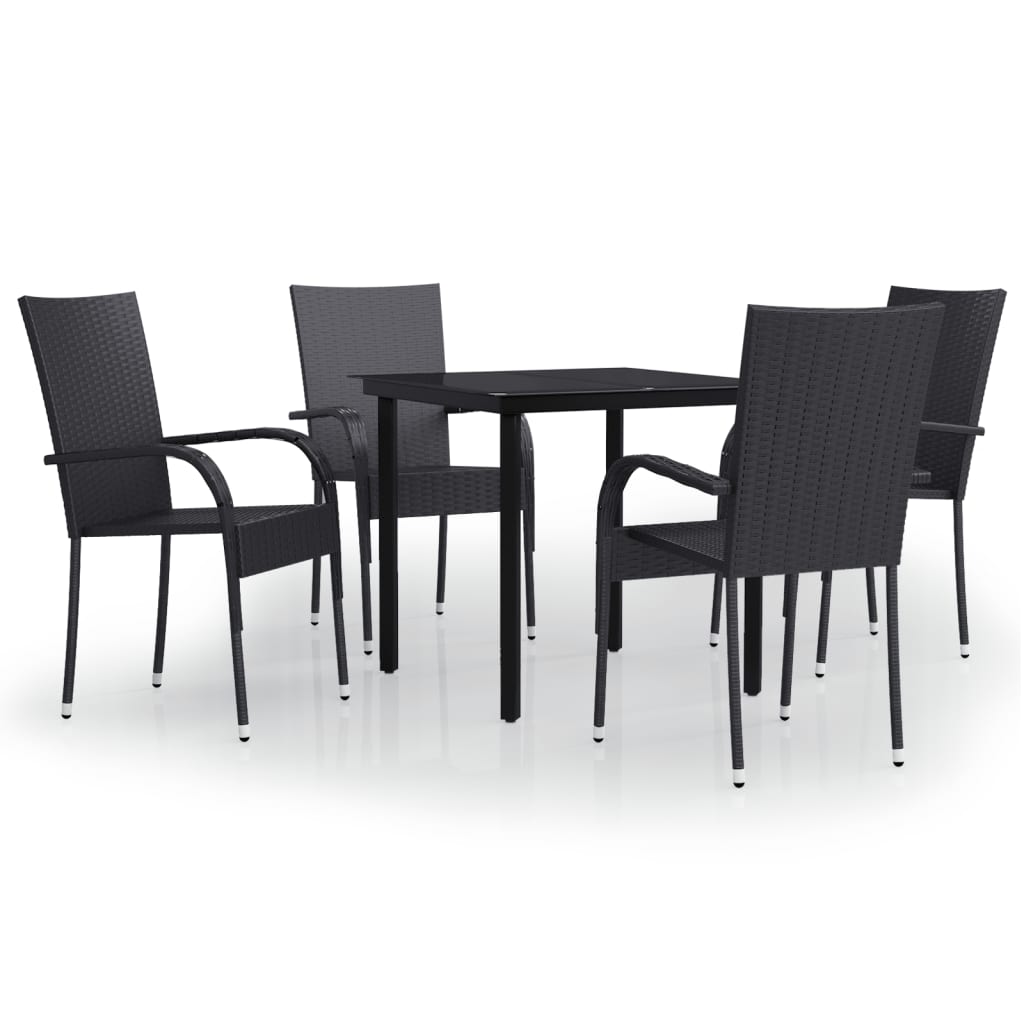 Ensemble à manger de jardin 5 pcs Noir