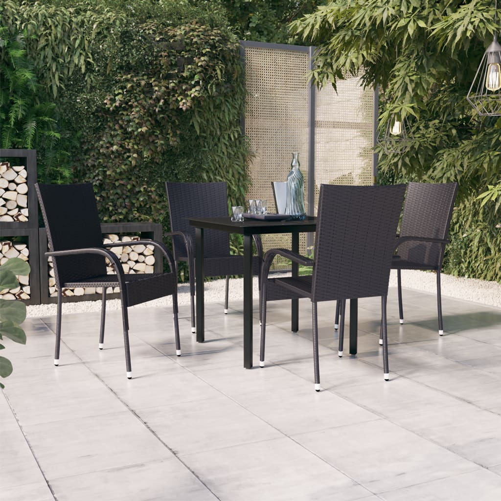 Ensemble à manger de jardin 5 pcs Noir