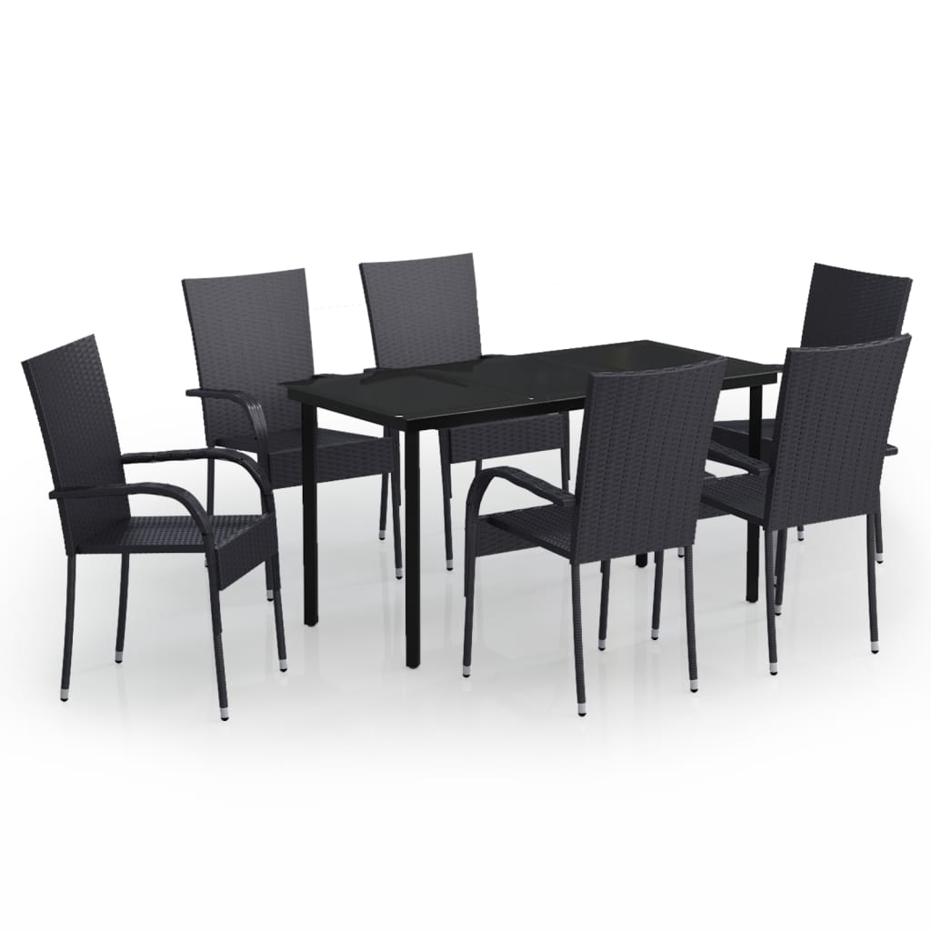 Ensemble à manger de jardin 7 pcs Noir