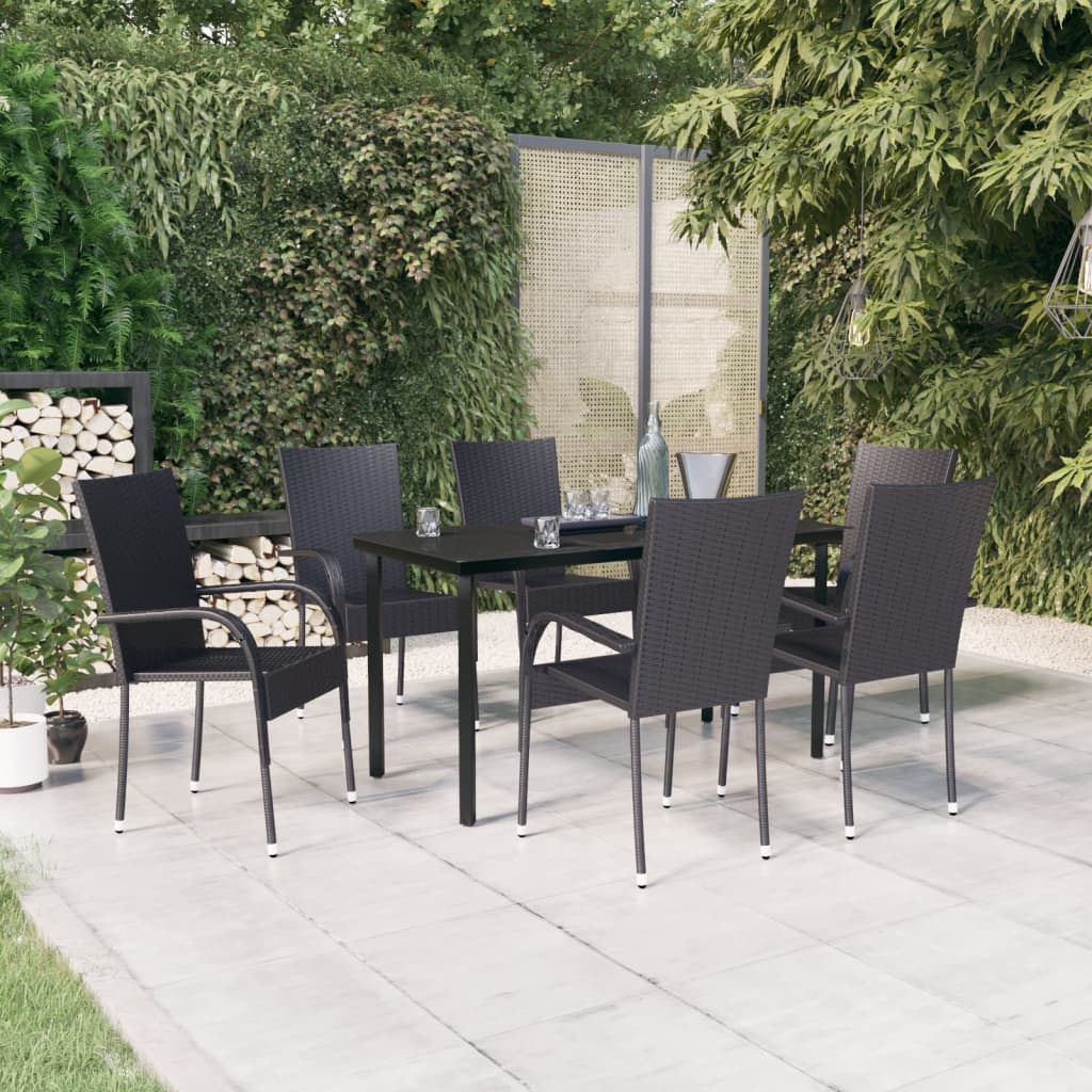Ensemble à manger de jardin 7 pcs Noir