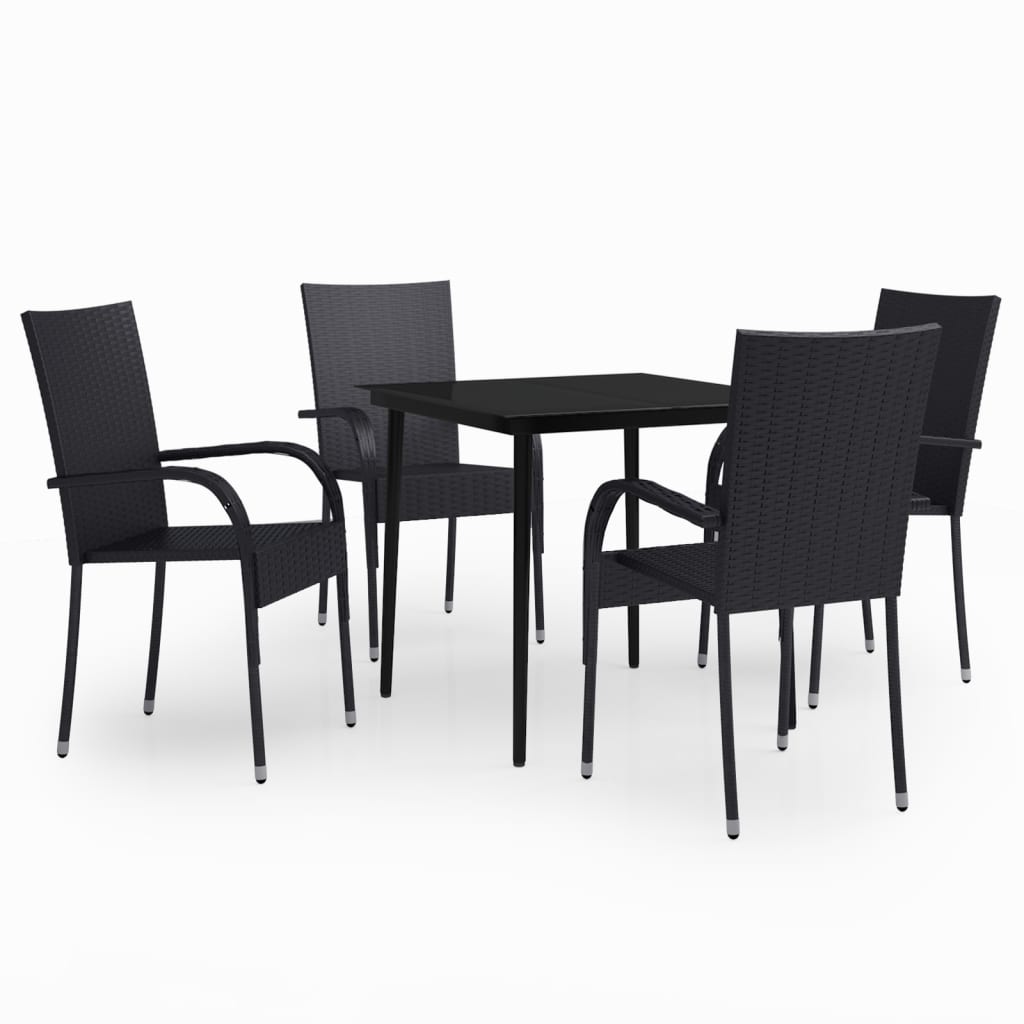 Ensemble à manger de jardin 5 pcs Noir