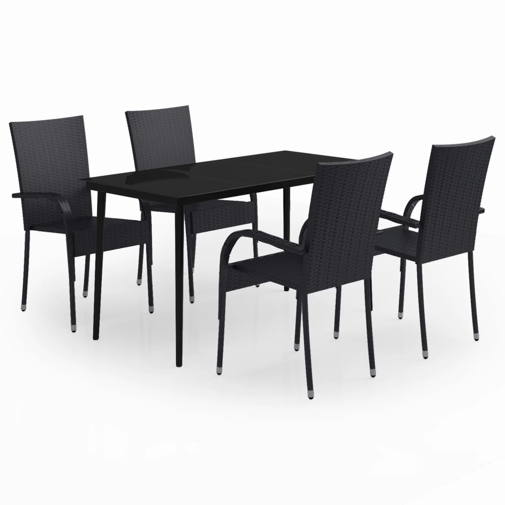 Ensemble à manger de jardin 5 pcs Noir