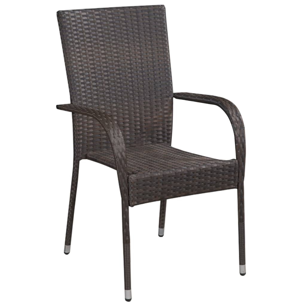 Ensemble à manger de jardin 3 pcs Marron et noir
