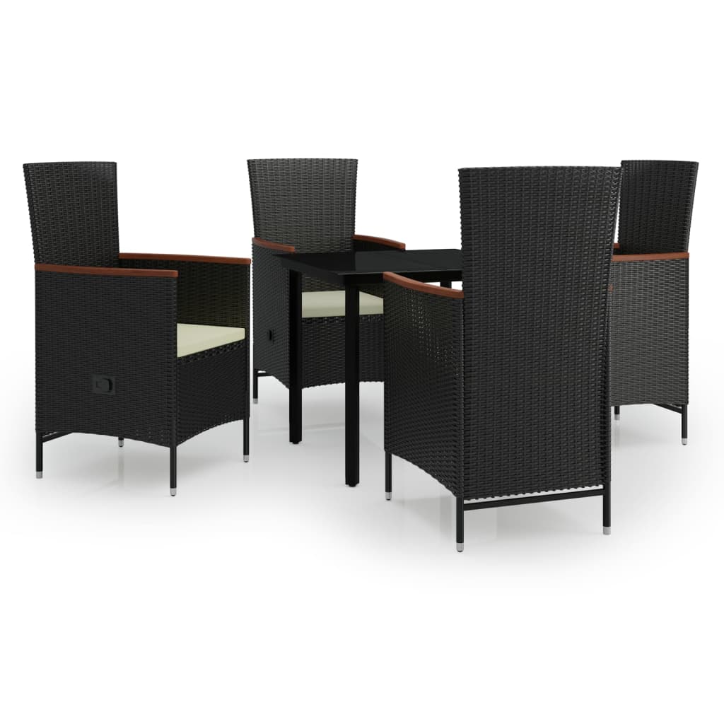 Ensemble à manger de jardin avec coussins 5 pcs Noir
