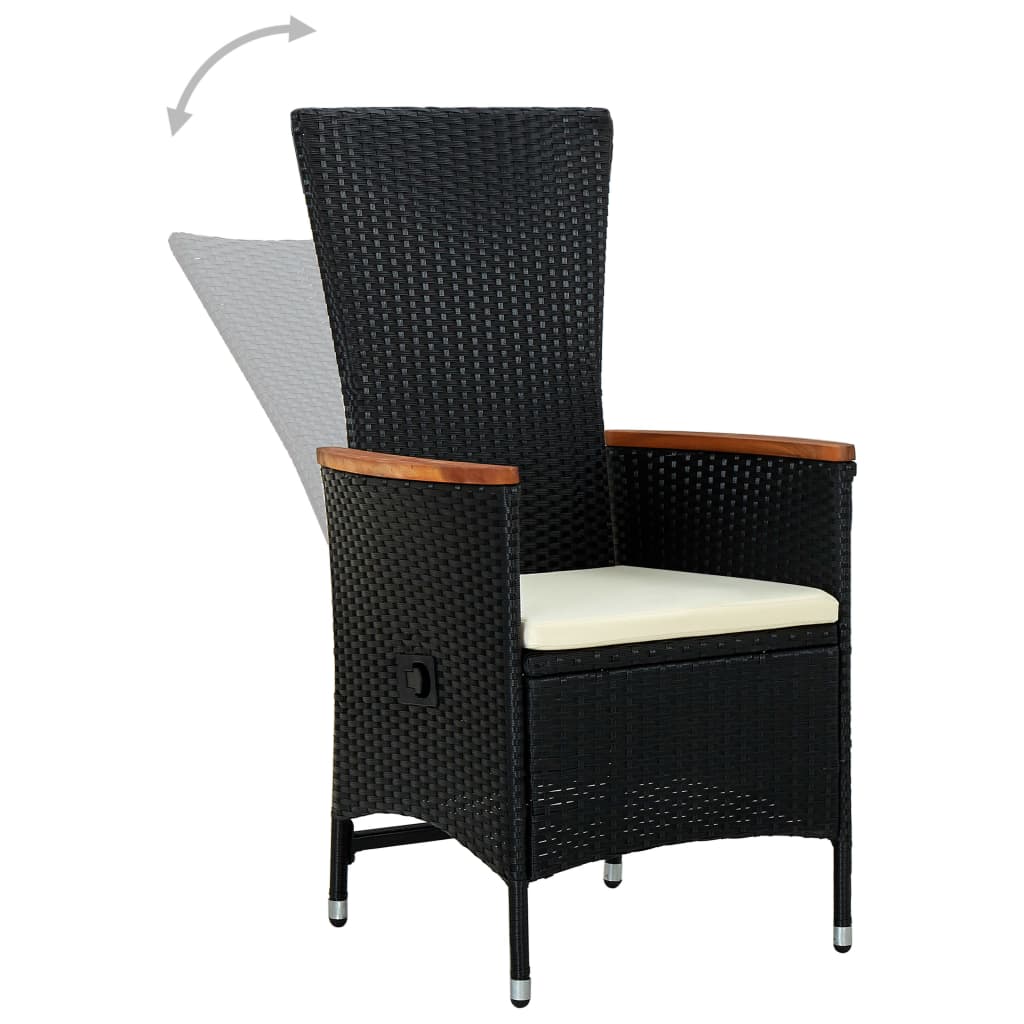 Ensemble à manger de jardin avec coussins 5 pcs Noir