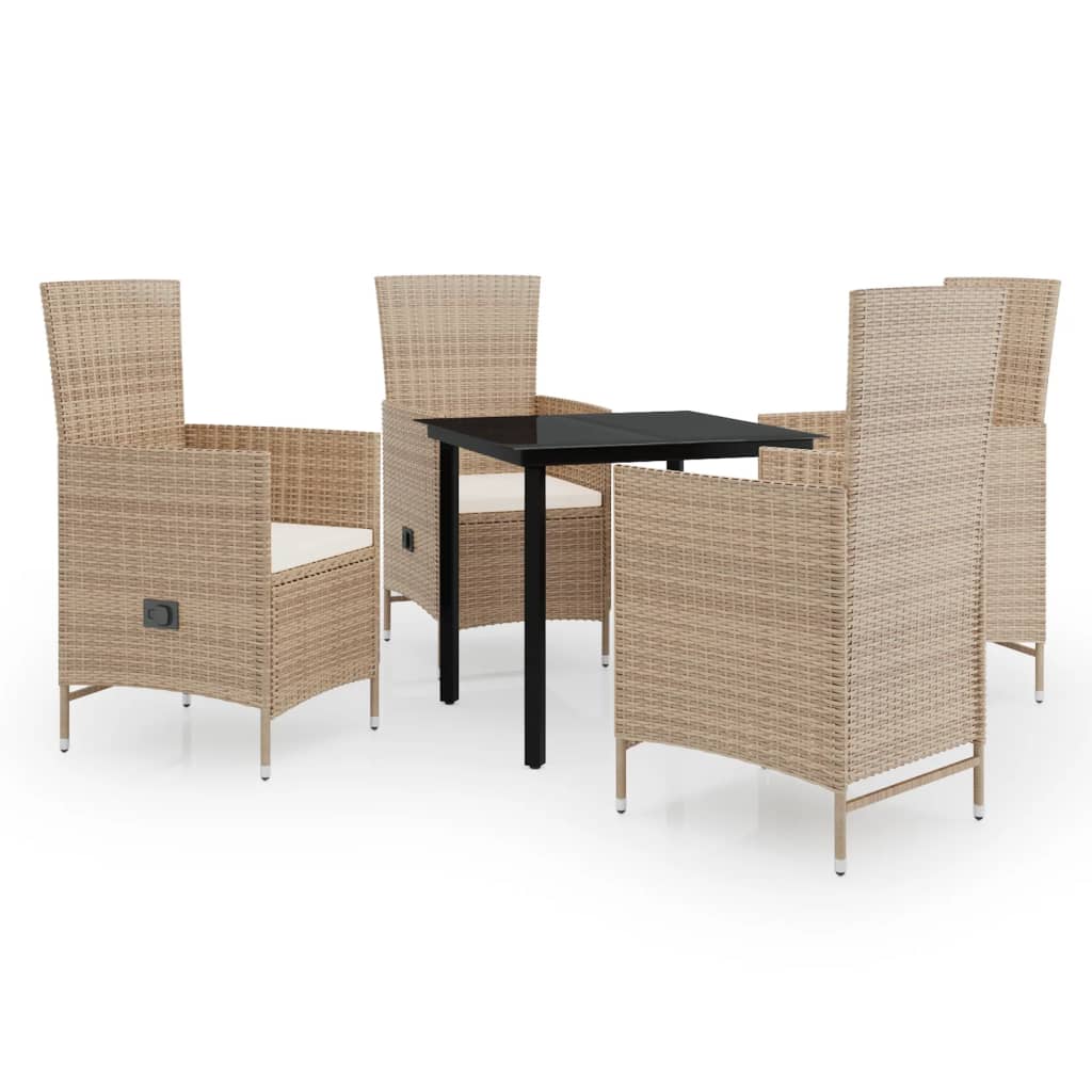 Ensemble à manger de jardin avec coussins 5 pcs Beige