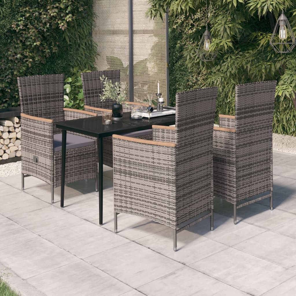 Ensemble à manger de jardin avec coussins 5 pcs Gris