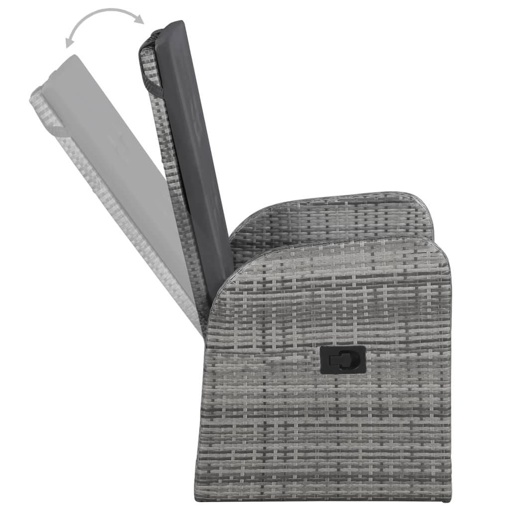 Ensemble à manger de jardin avec coussins 3 pcs Gris