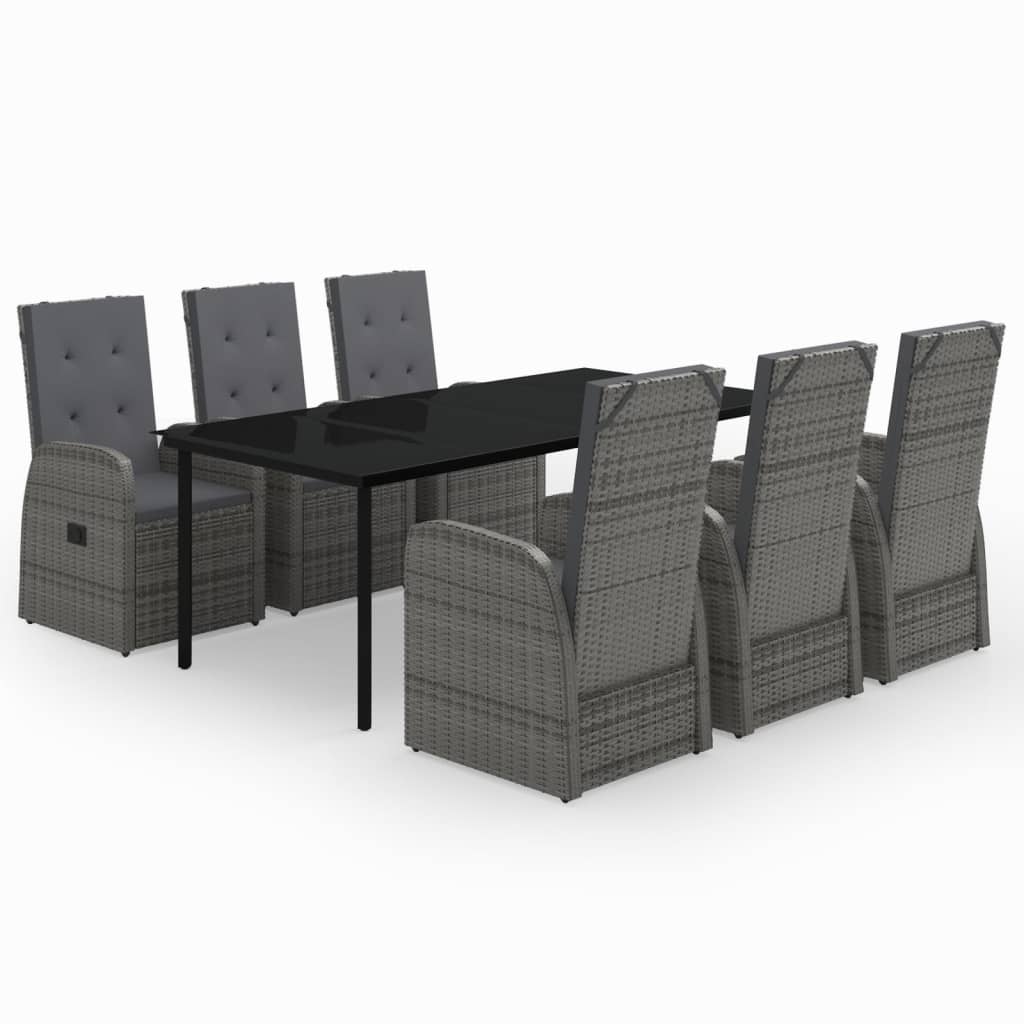 Ensemble à manger de jardin avec coussins 7 pcs Gris