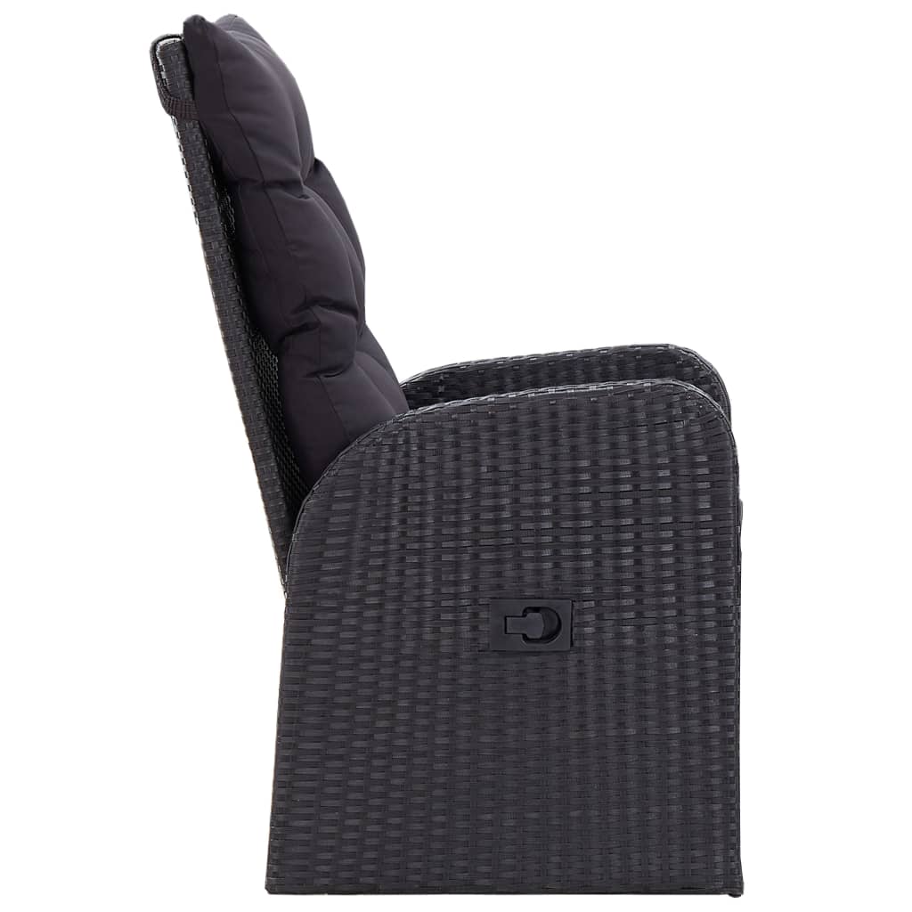 Ensemble à manger de jardin avec coussins 3 pcs noir