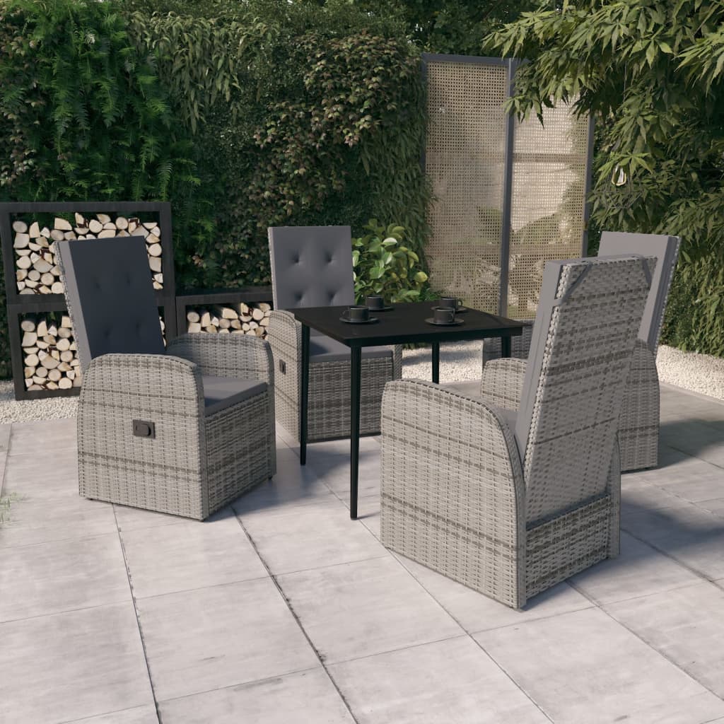 Ensemble à manger de jardin avec coussins 5 pcs Gris
