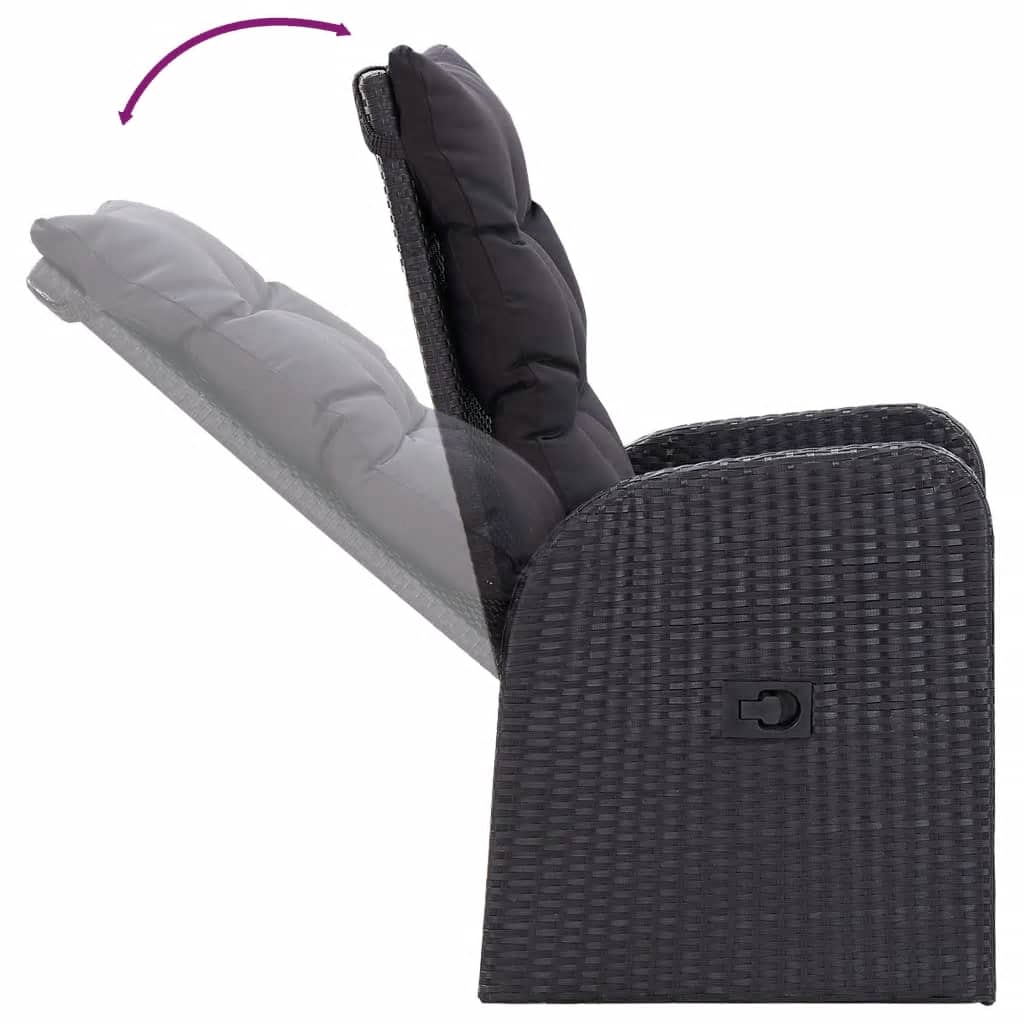 Ensemble à manger de jardin avec coussins 7 pcs Noir