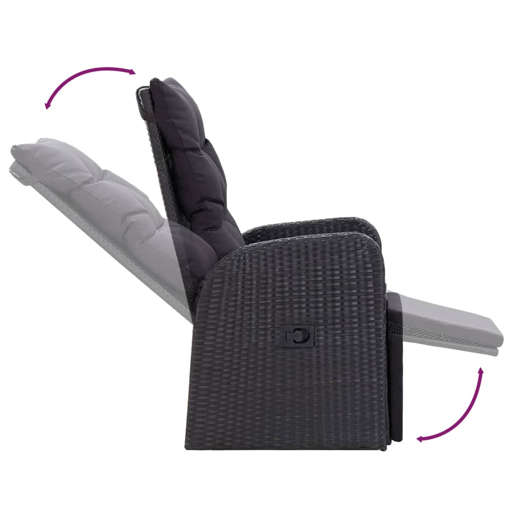 Ensemble à manger de jardin avec coussins 7 pcs Noir