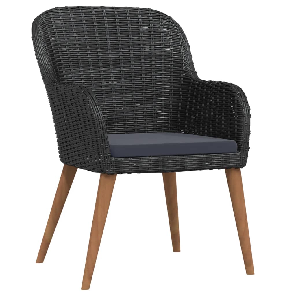 Ensemble à manger de jardin avec coussins 3 pcs noir