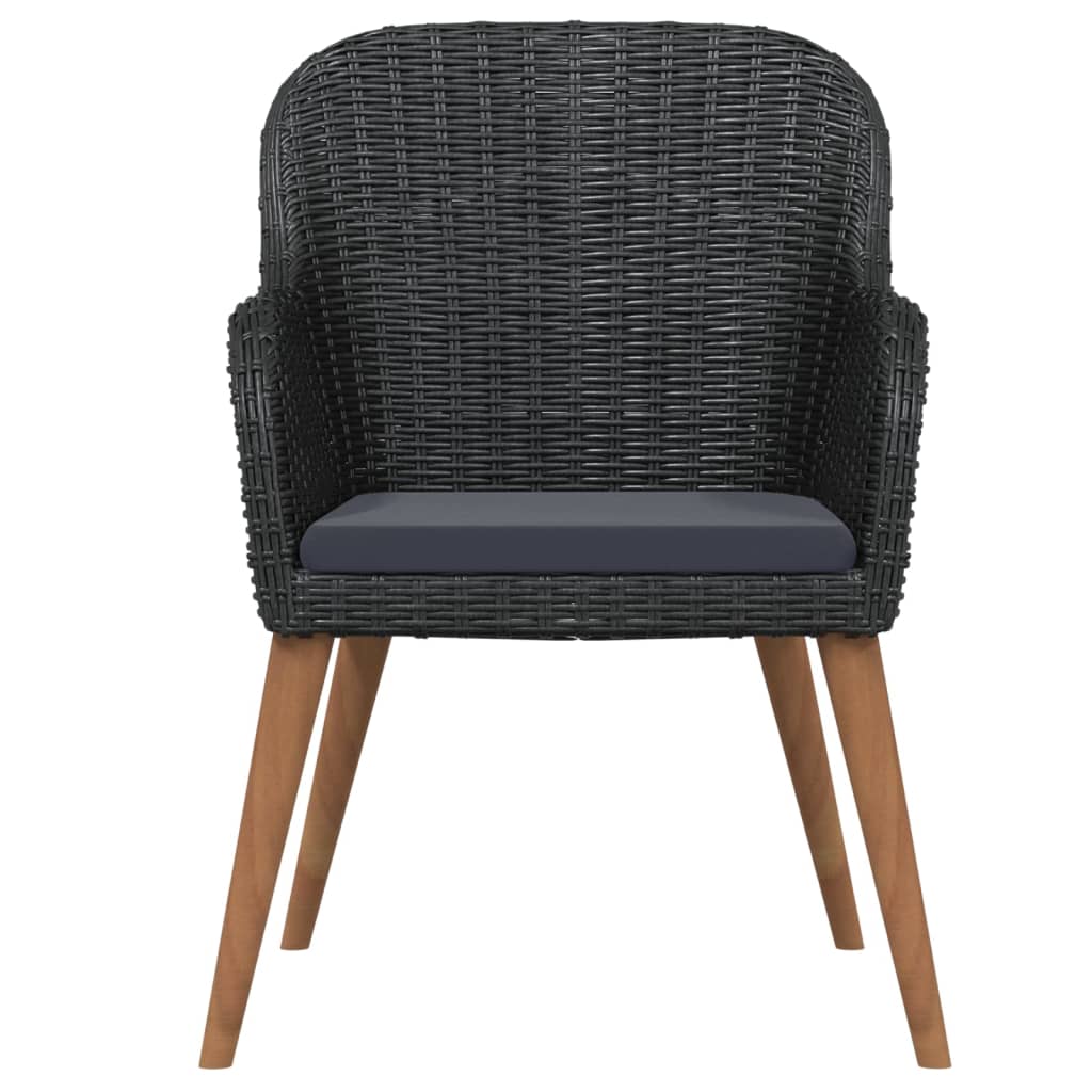 Ensemble à manger de jardin avec coussins 3 pcs noir
