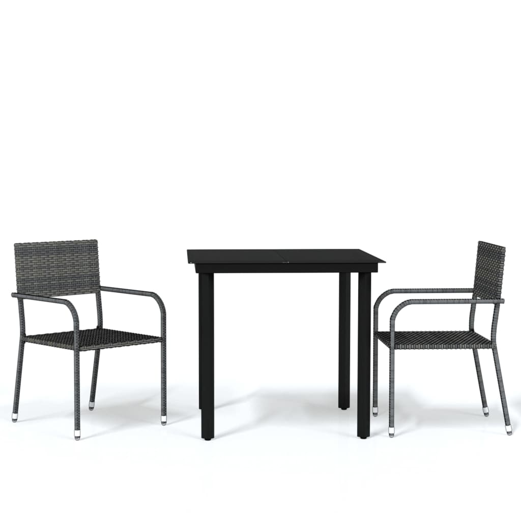 Ensemble à manger de jardin 3 pcs Gris