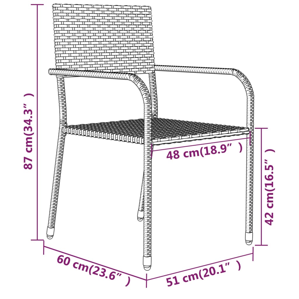 Ensemble à manger de jardin 3 pcs Gris
