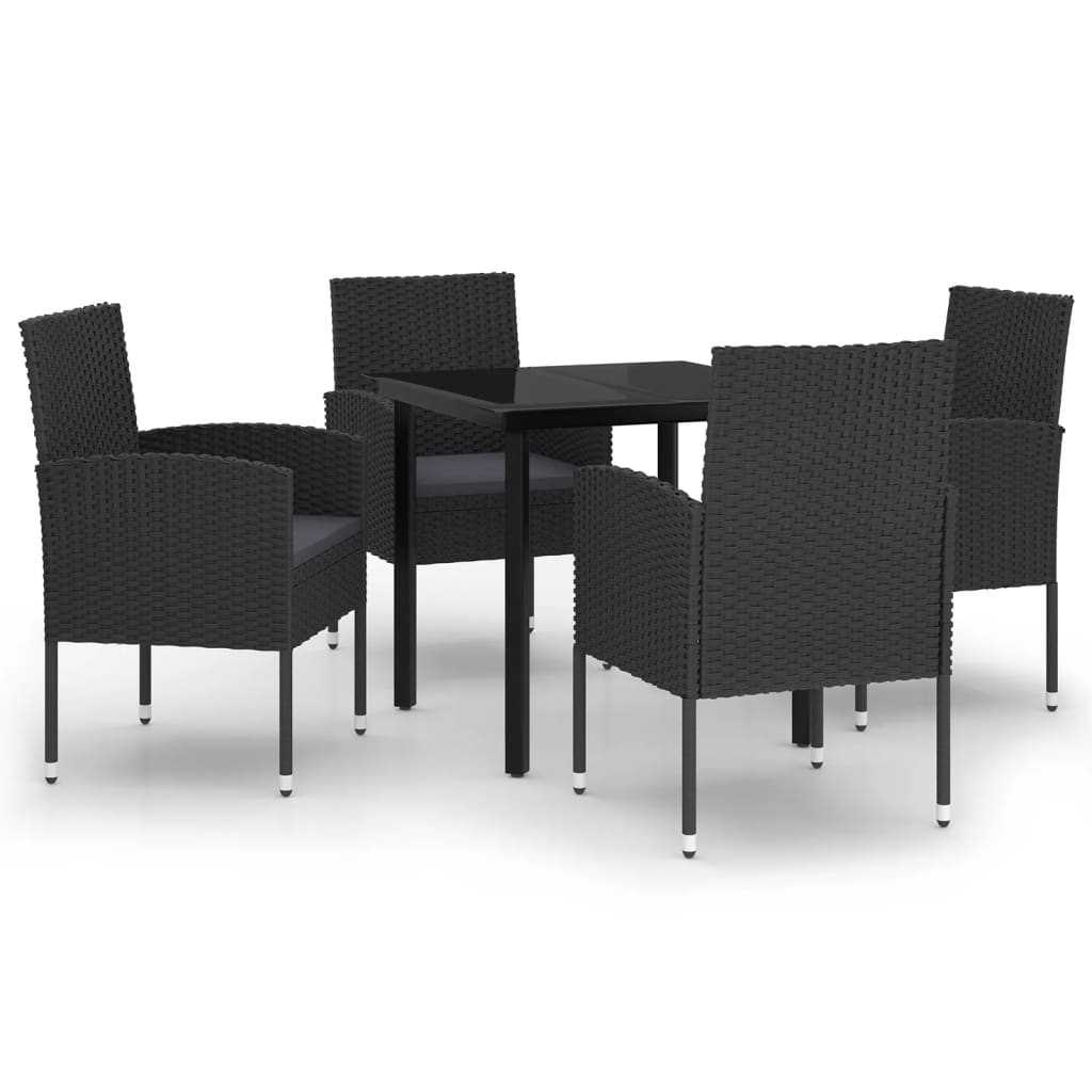 Ensemble à manger de jardin 5 pcs Noir
