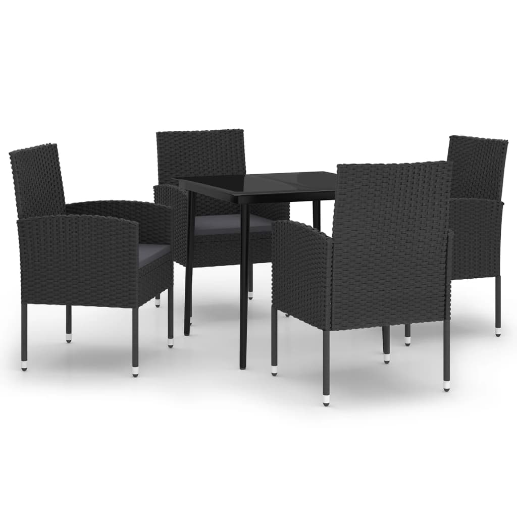 Ensemble à manger de jardin 5 pcs Noir