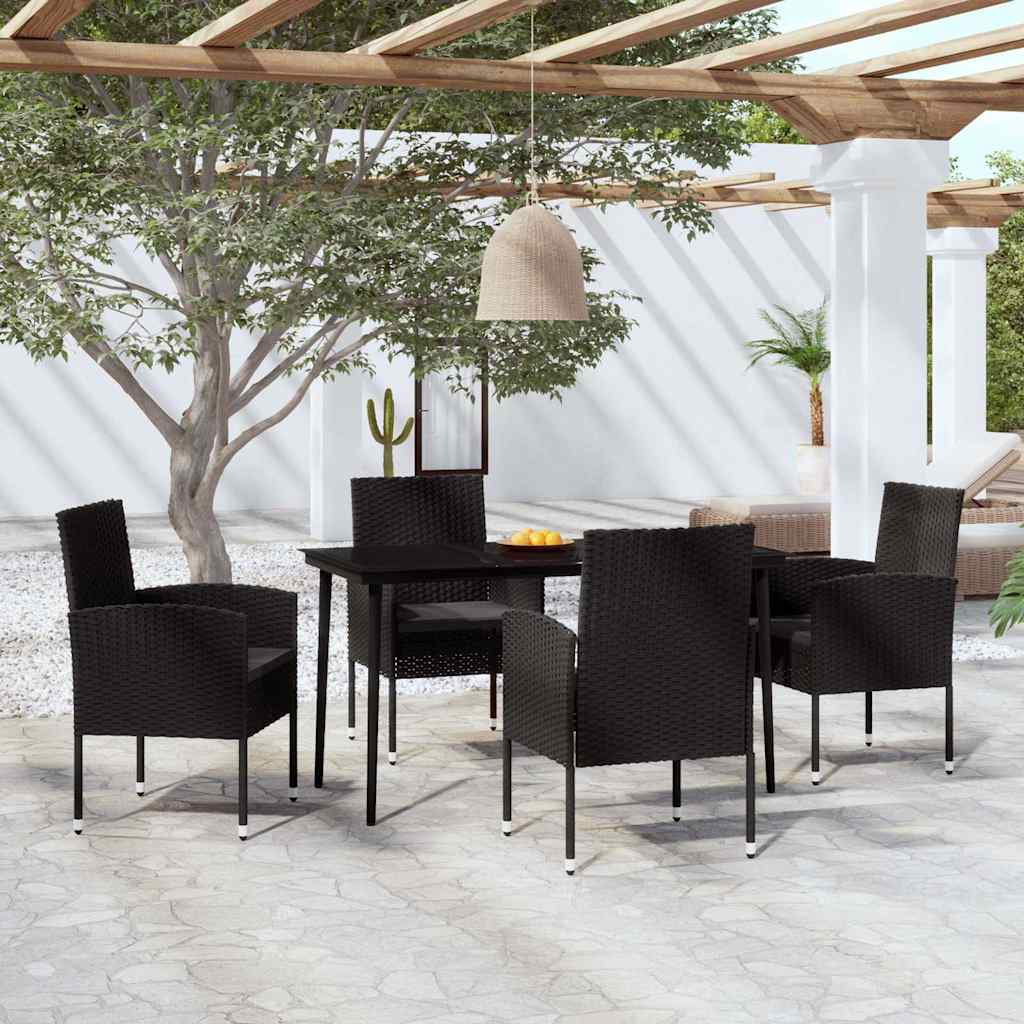 Ensemble à manger de jardin 5 pcs Noir
