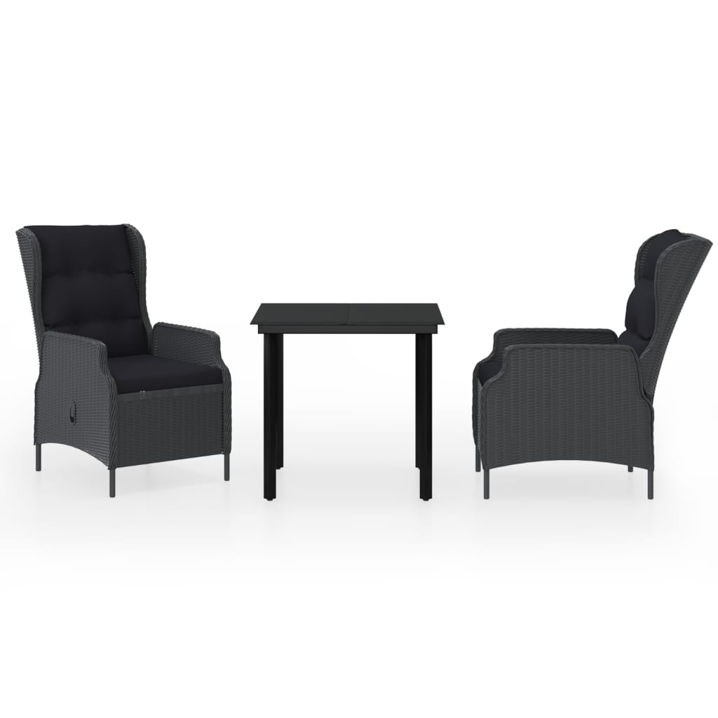 Ensemble à manger de jardin 3 pcs Gris foncé
