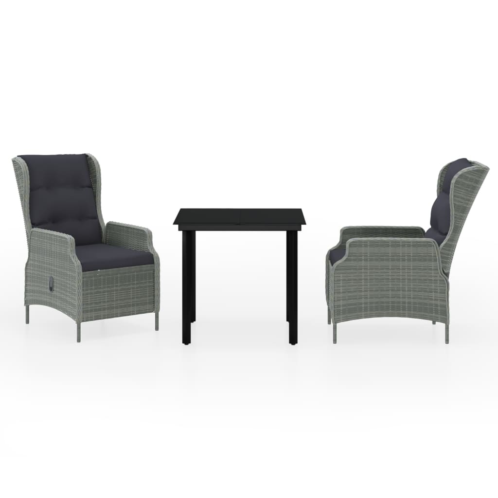 Ensemble à manger de jardin 3 pcs Gris clair