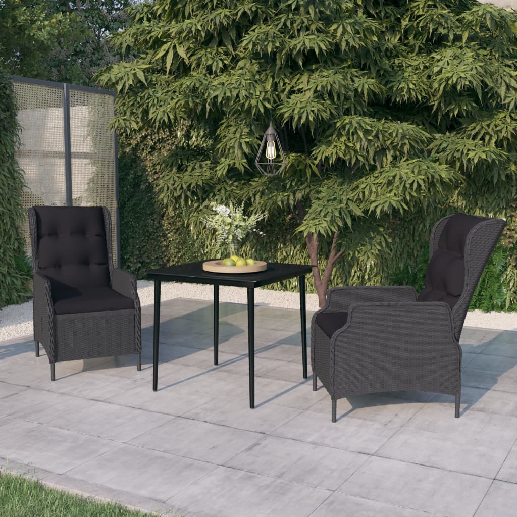 Ensemble à manger de jardin 3 pcs Gris foncé