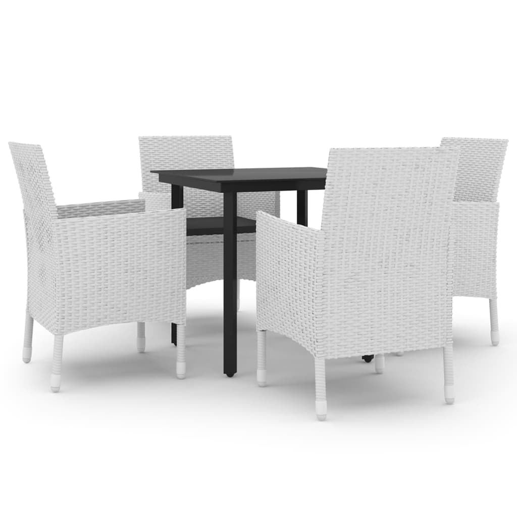 Ensemble à manger de jardin coussins 5 pcs Résine tressée Verre