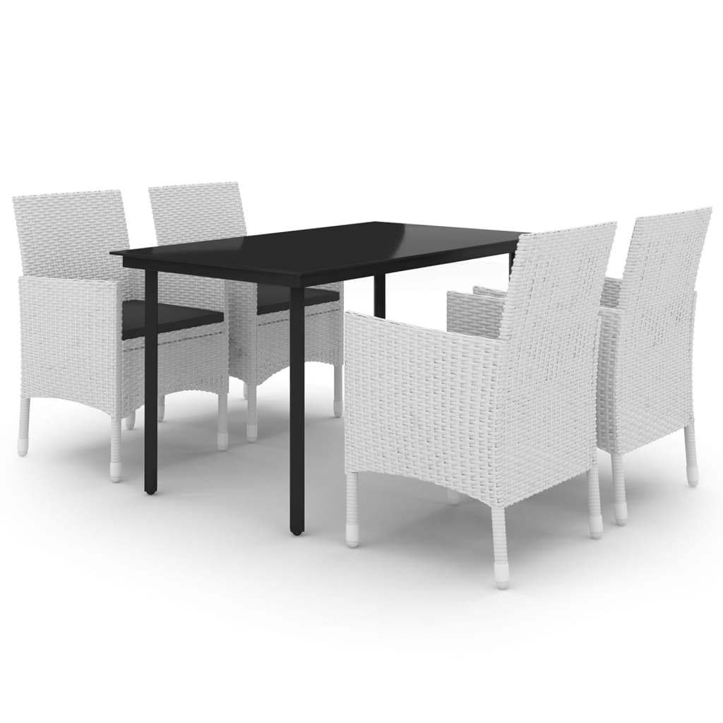 Ensemble à manger de jardin coussins 5 pcs Résine tressée Verre