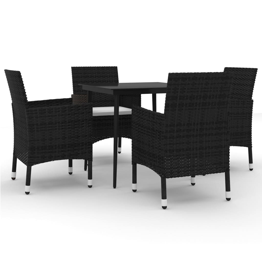 Ensemble à manger de jardin coussins 5 pcs Résine tressée Verre