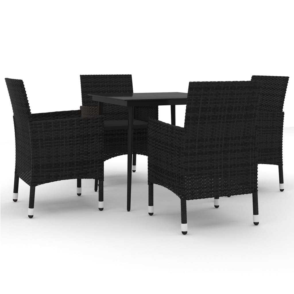 Ensemble à manger de jardin coussins 5 pcs Résine tressée Verre