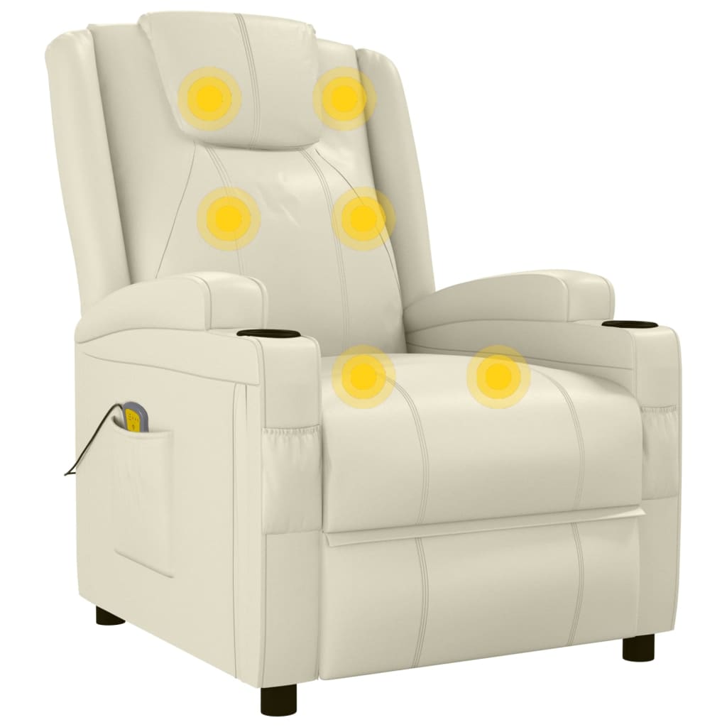 Fauteuil de massage blanc crème similicuir - XIOS