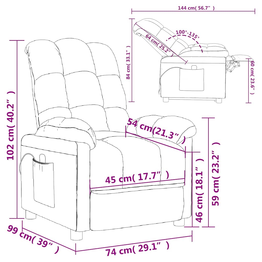 Fauteuil de massage Taupe Tissu