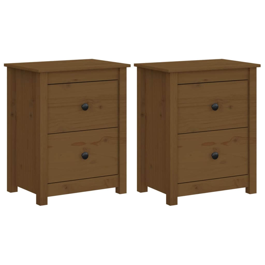 Tables de chevet 2pcs Marron miel 50x35x61,5 cm Bois pin massif - XIOS