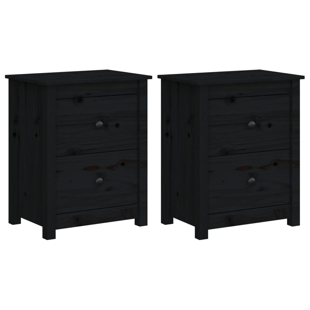 Tables de chevet 2 pcs Noir 50x35x61,5 cm Bois de pin massif - XIOS
