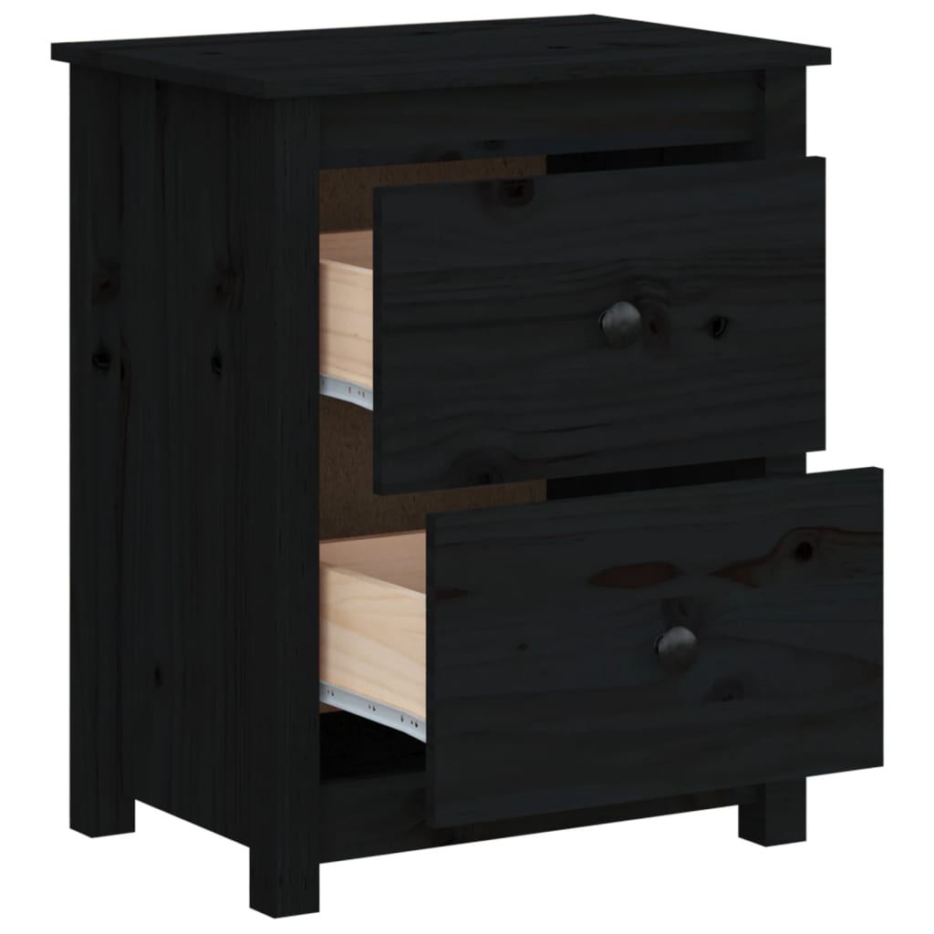 Tables de chevet 2 pcs Noir 50x35x61,5 cm Bois de pin massif - XIOS