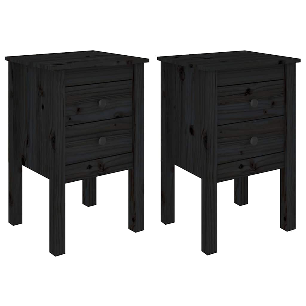 Tables de chevet 2 pcs Noir 40x35x61,5 cm Bois de pin massif - XIOS