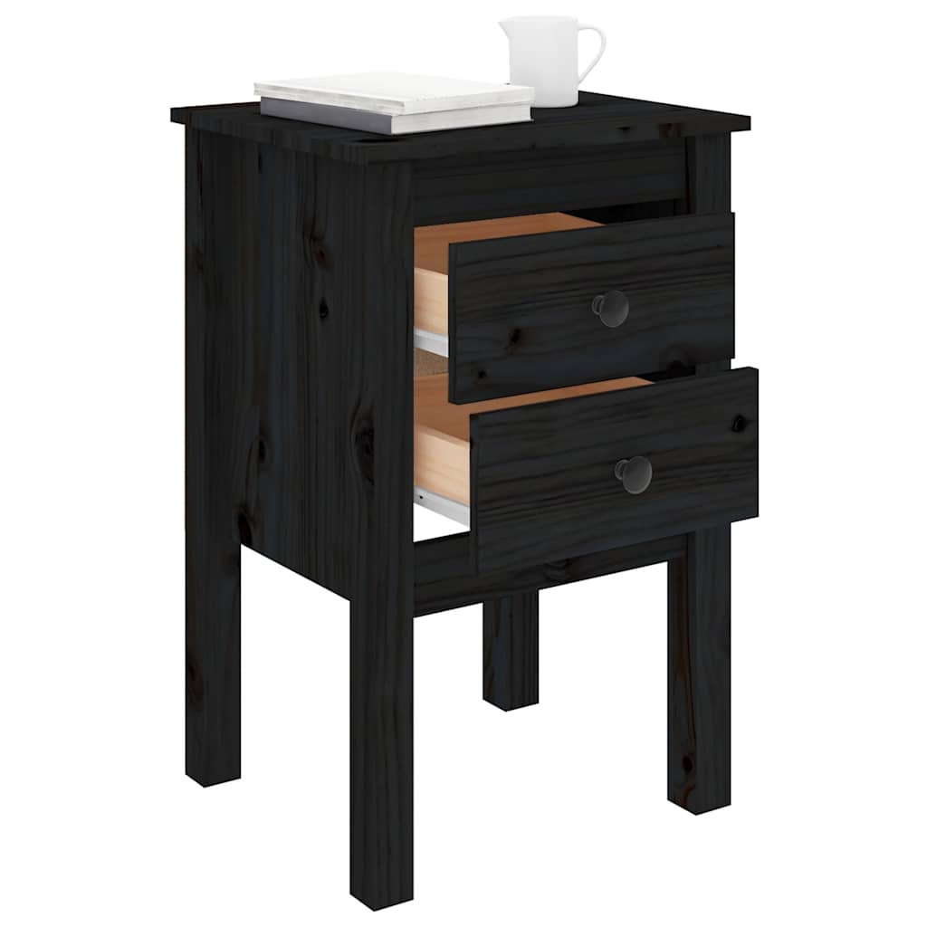 Tables de chevet 2 pcs Noir 40x35x61,5 cm Bois de pin massif - XIOS
