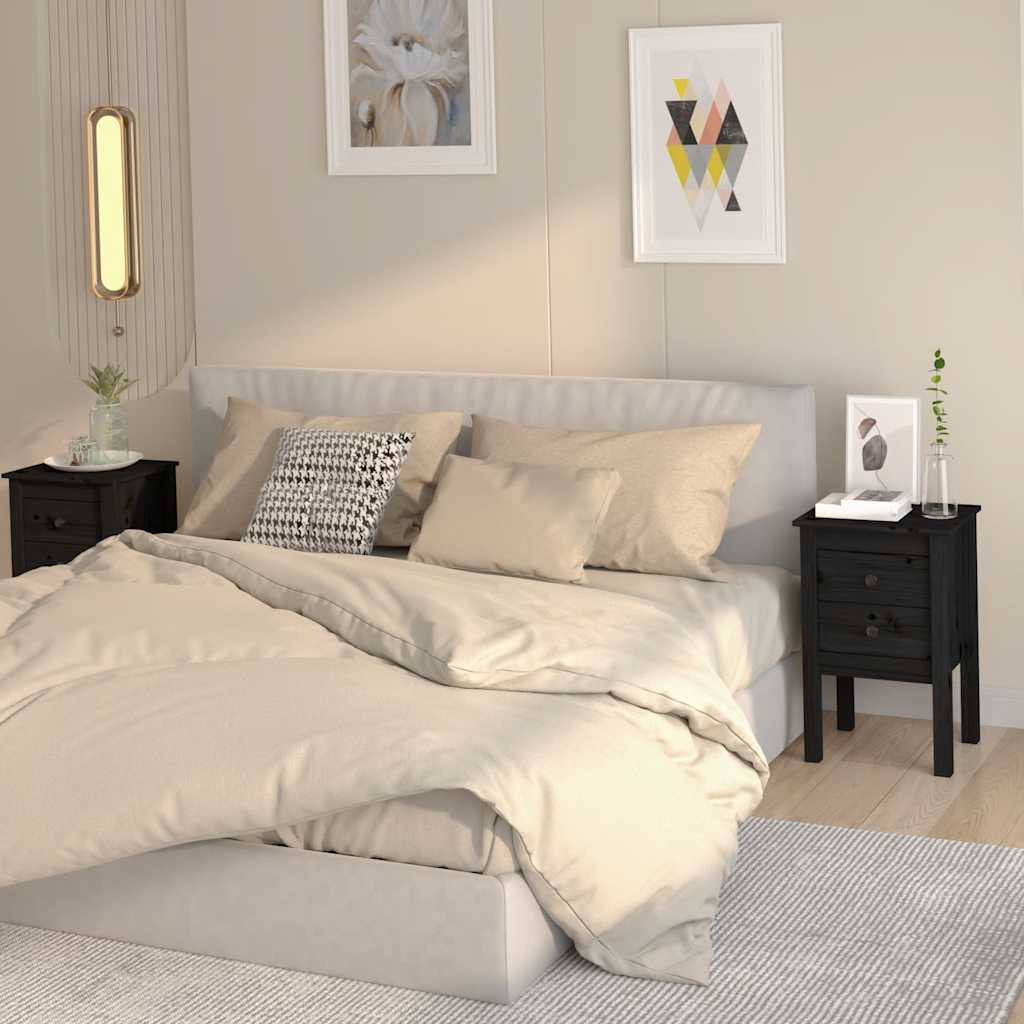 Tables de chevet 2 pcs Noir 40x35x61,5 cm Bois de pin massif - XIOS