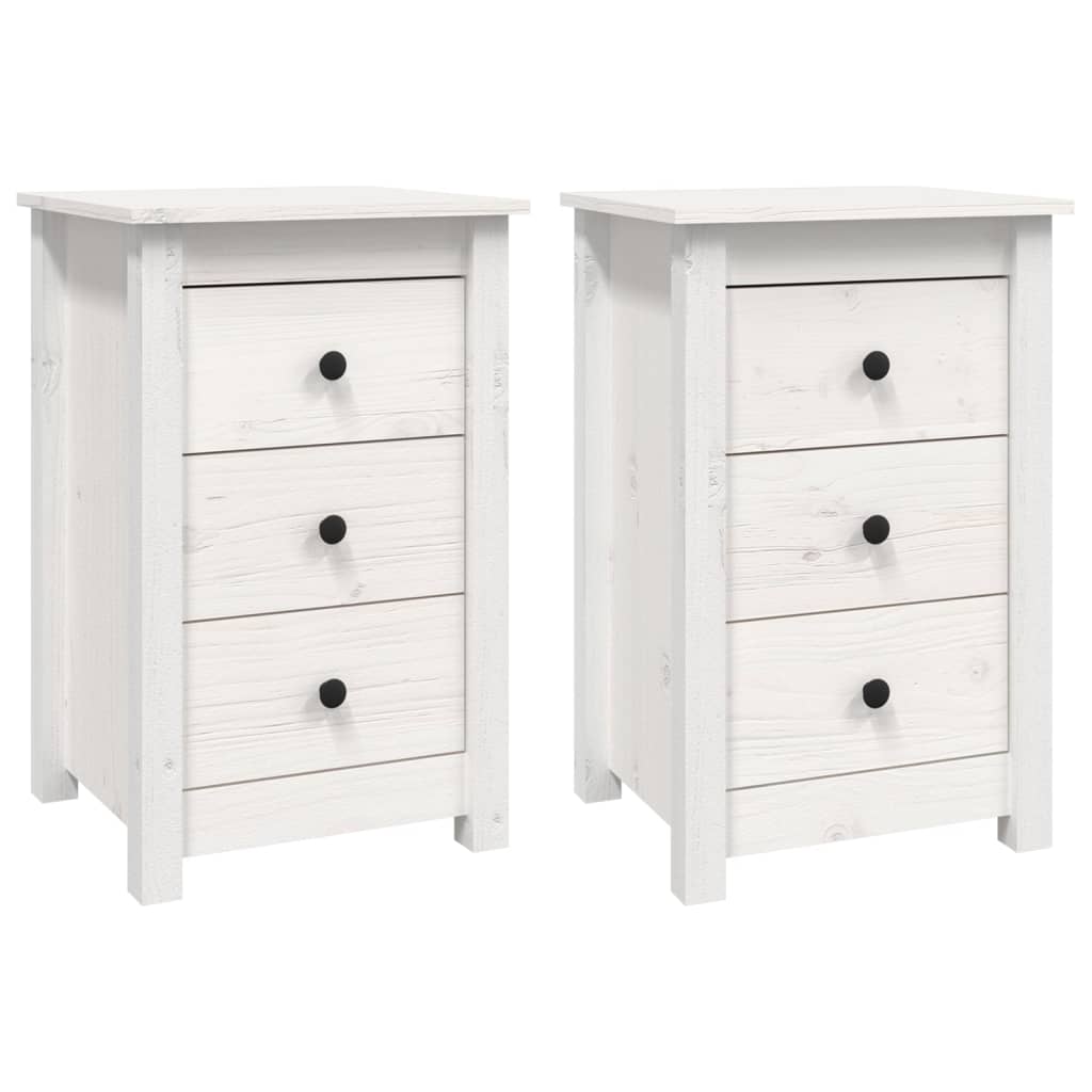 Tables de chevet 2 pcs Blanc 40x35x61,5 cm Bois de pin massif - XIOS