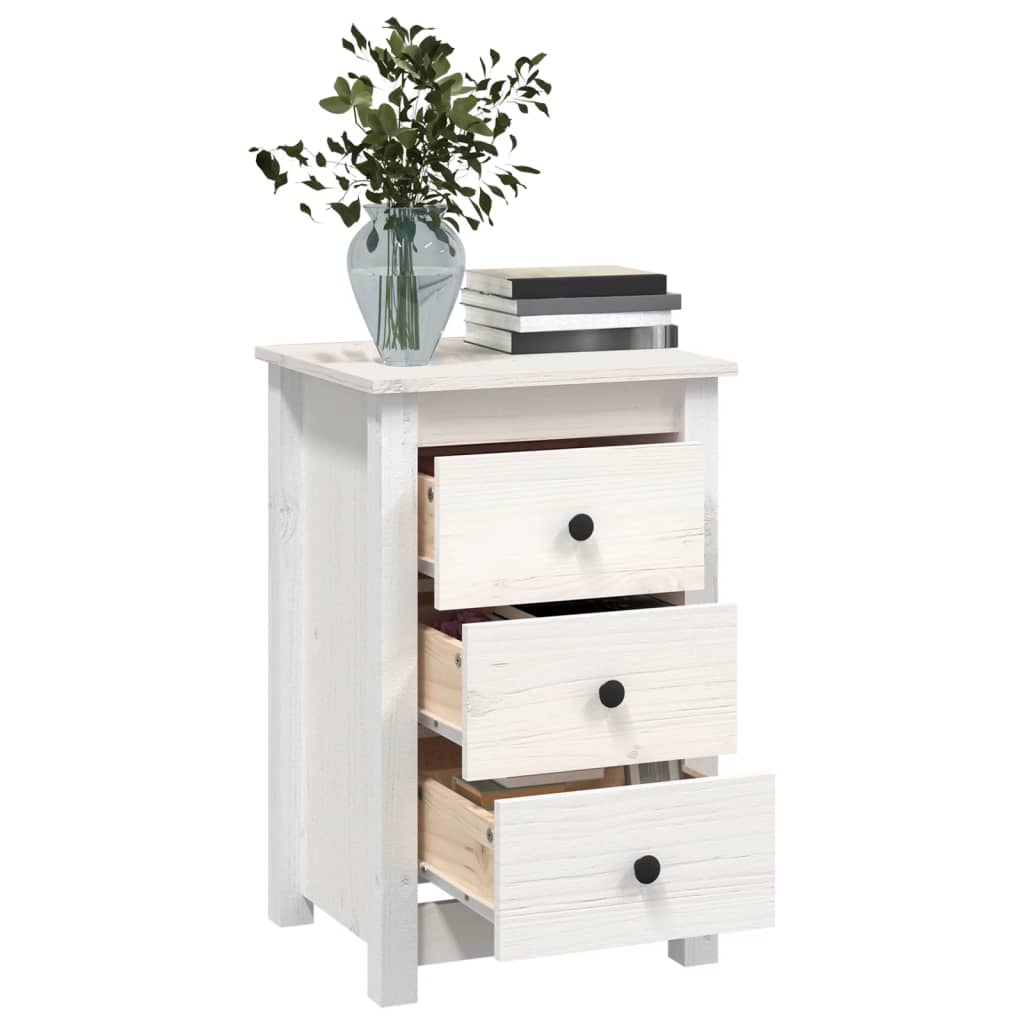 Tables de chevet 2 pcs Blanc 40x35x61,5 cm Bois de pin massif - XIOS