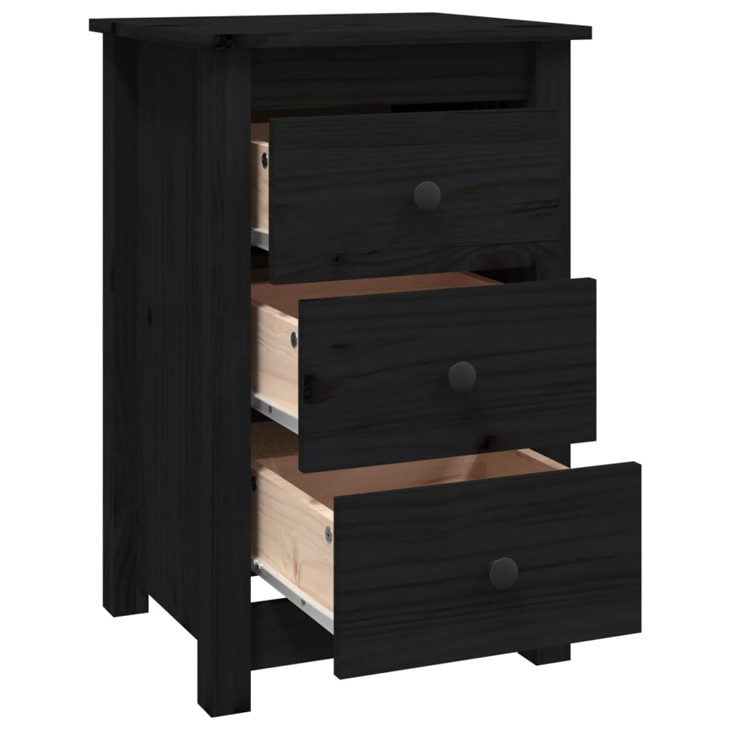 Tables de chevet 2 pcs Noir 40x35x61,5 cm Bois de pin massif - XIOS