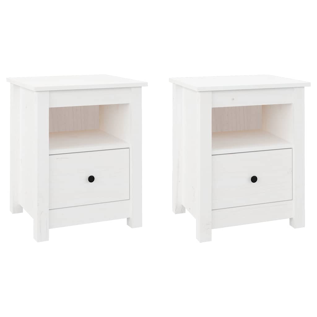Tables de chevet 2 pcs Blanc 40x35x49 cm Bois de pin massif - XIOS