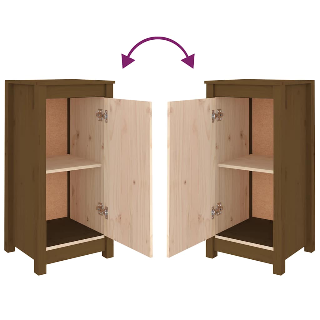 Buffet marron miel 39x35x80 cm bois massif de pin - XIOS