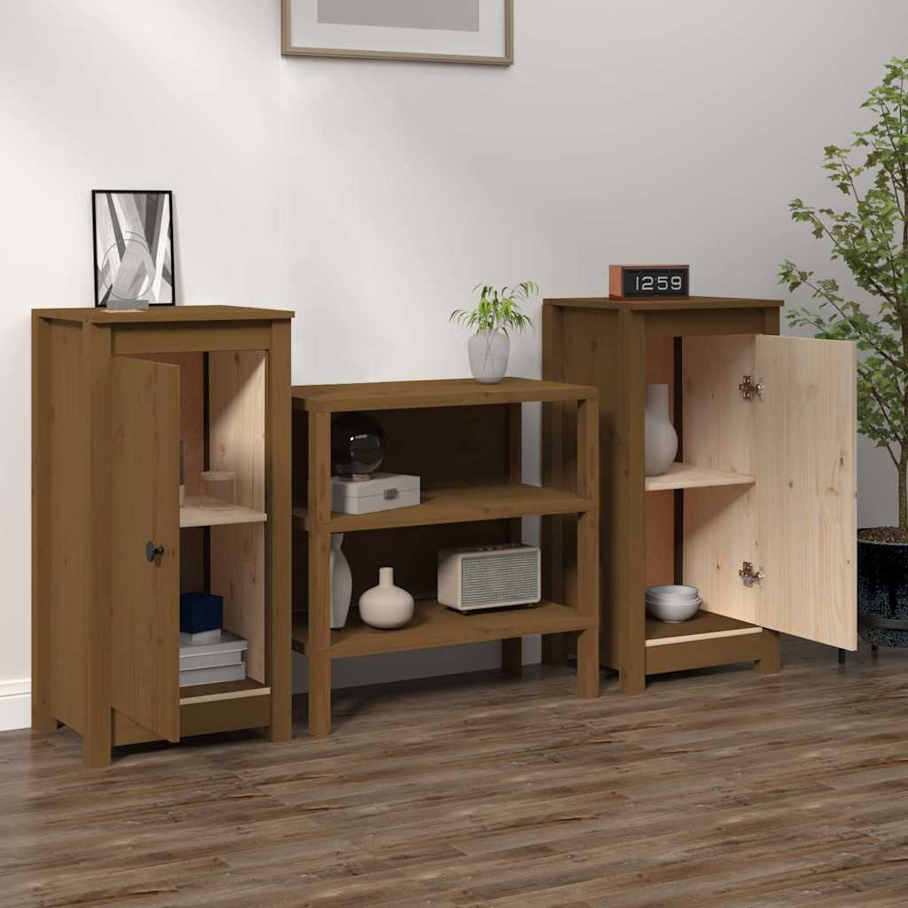 Buffets 2 pcs Marron miel 39x35x80 cm Bois massif de pin - XIOS