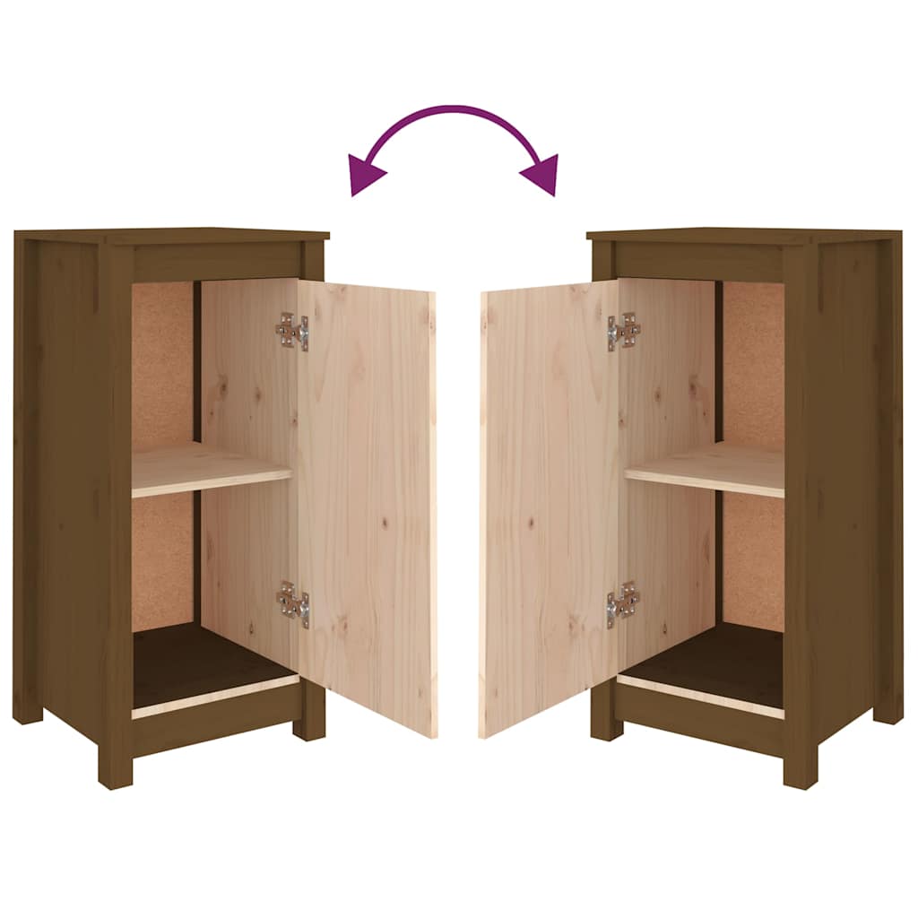 Buffets 2 pcs Marron miel 39x35x80 cm Bois massif de pin - XIOS