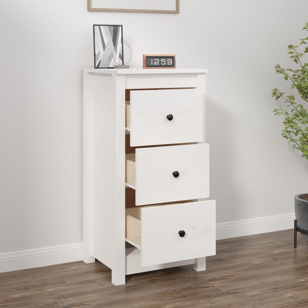 Buffet blanc 40x35x80 cm bois massif de pin - XIOS